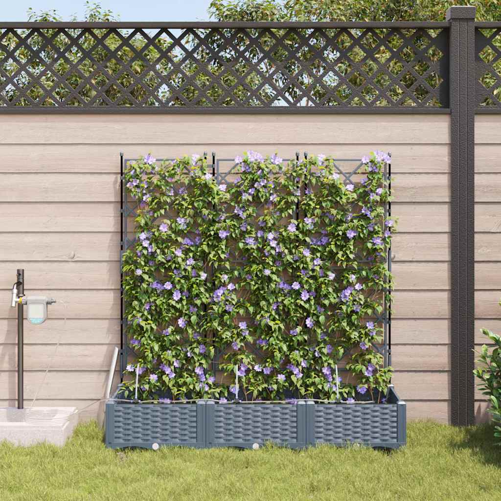 Garden Planter 3 pcs LiGht Grey 120 x 40 x 126 cm PP