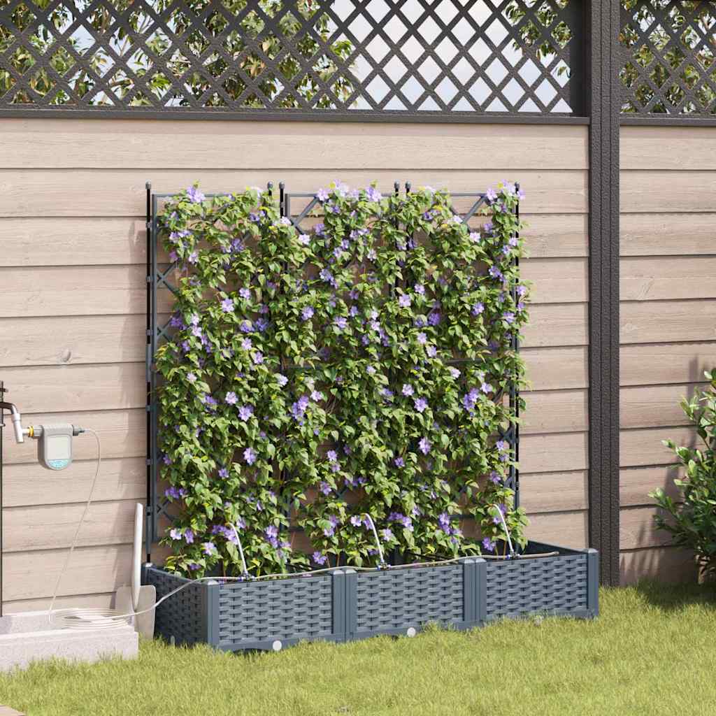 Garden Planter 3 pcs LiGht Grey 120 x 40 x 126 cm PP