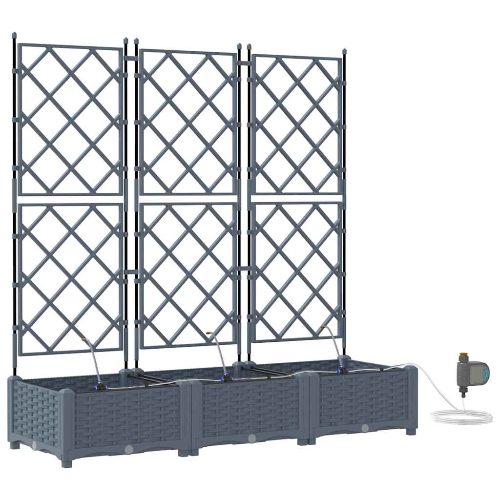 Garden Planter 3 pcs LiGht Grey 120 x 40 x 126 cm PP