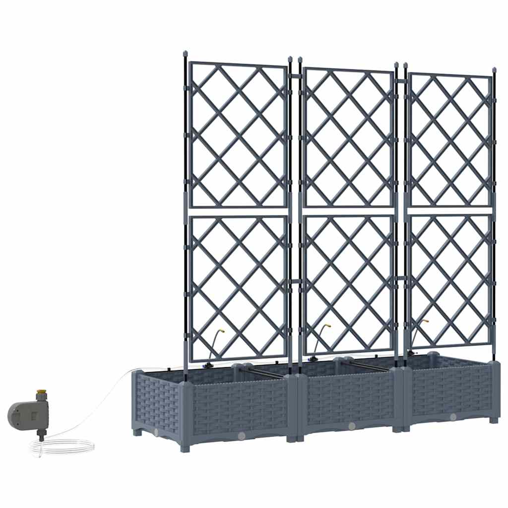 Garden Planter 3 pcs LiGht Grey 120 x 40 x 126 cm PP