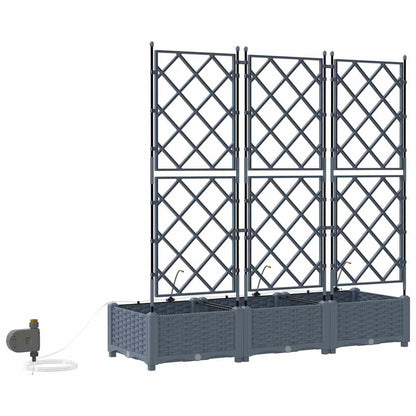 Garden Planter 3 pcs LiGht Grey 120 x 40 x 126 cm PP