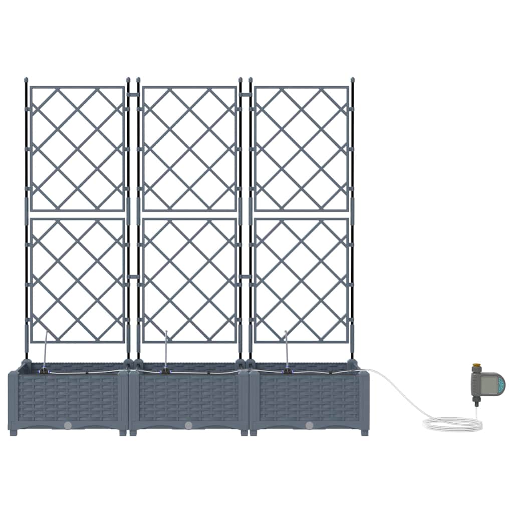 Garden Planter 3 pcs LiGht Grey 120 x 40 x 126 cm PP