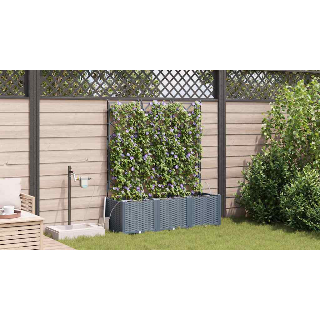 Garden Planter 3 pcs LiGht Grey 120 x 40 x 142 cm PP