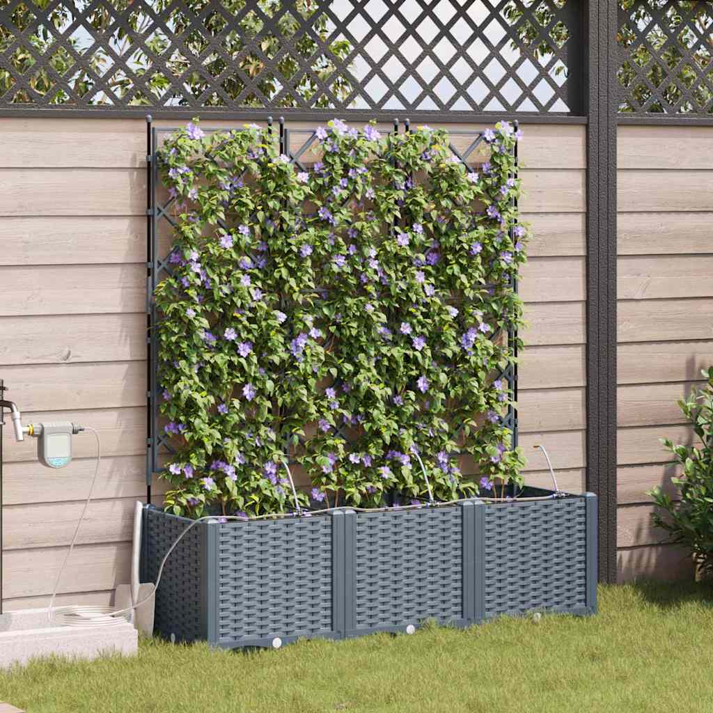 Garden Planter 3 pcs LiGht Grey 120 x 40 x 142 cm PP