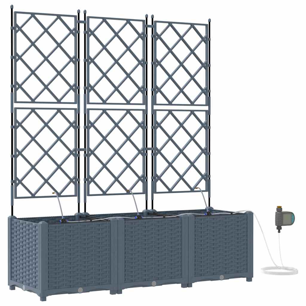 Garden Planter 3 pcs LiGht Grey 120 x 40 x 142 cm PP
