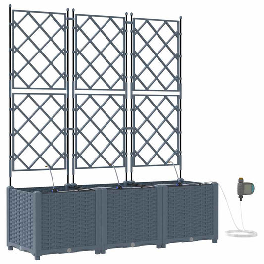 Garden Planter 3 pcs LiGht Grey 120 x 40 x 142 cm PP