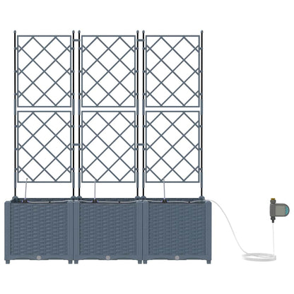 Garden Planter 3 pcs LiGht Grey 120 x 40 x 142 cm PP
