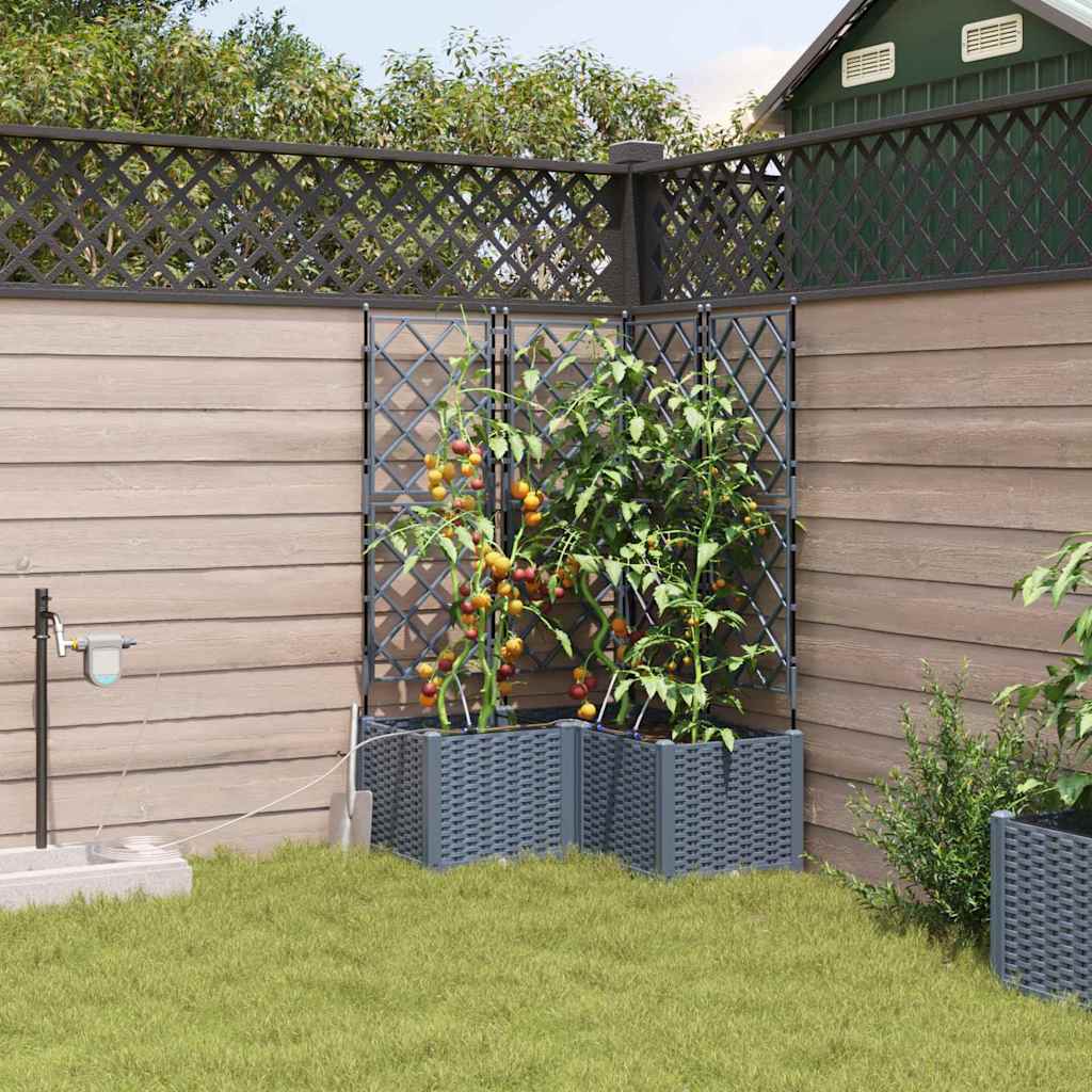 Garden Planter 3 pcs LiGht Grey 80 x 80 x 142 cm PP
