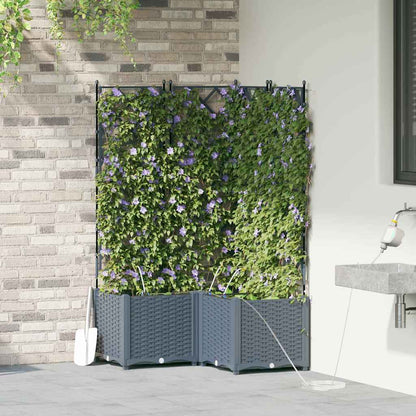 Garden Planter 3 pcs LiGht Grey 80 x 80 x 142 cm PP