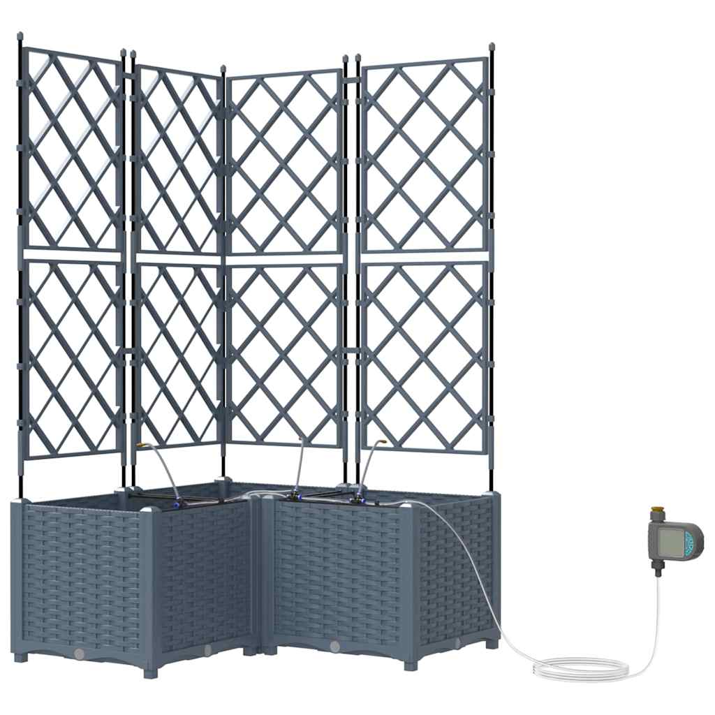 Garden Planter 3 pcs LiGht Grey 80 x 80 x 142 cm PP