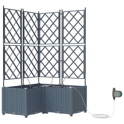 Garden Planter 3 pcs LiGht Grey 80 x 80 x 142 cm PP
