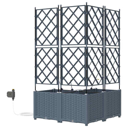 Garden Planter 3 pcs LiGht Grey 80 x 80 x 142 cm PP