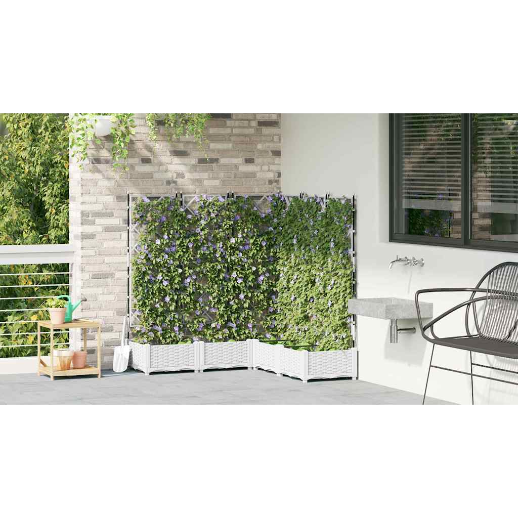 Garden Planter 5 pcs White 120 x 120 x 125.5 cm PP