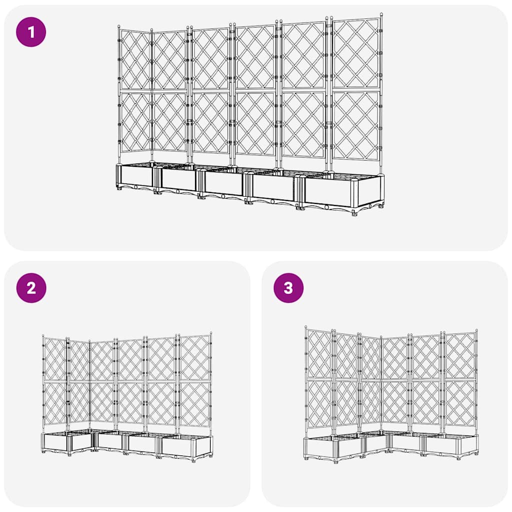 Garden Planter 5 pcs White 120 x 120 x 125.5 cm PP