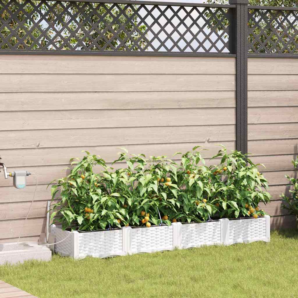 Garden Planter 4 pcs White 160 x 40 x 22 cm PP