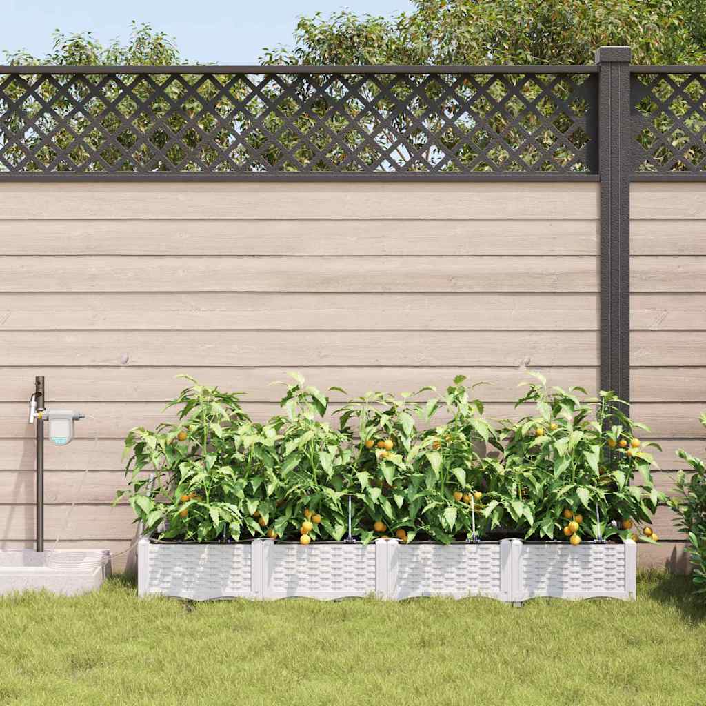 Garden Planter 4 pcs White 160 x 40 x 22 cm PP