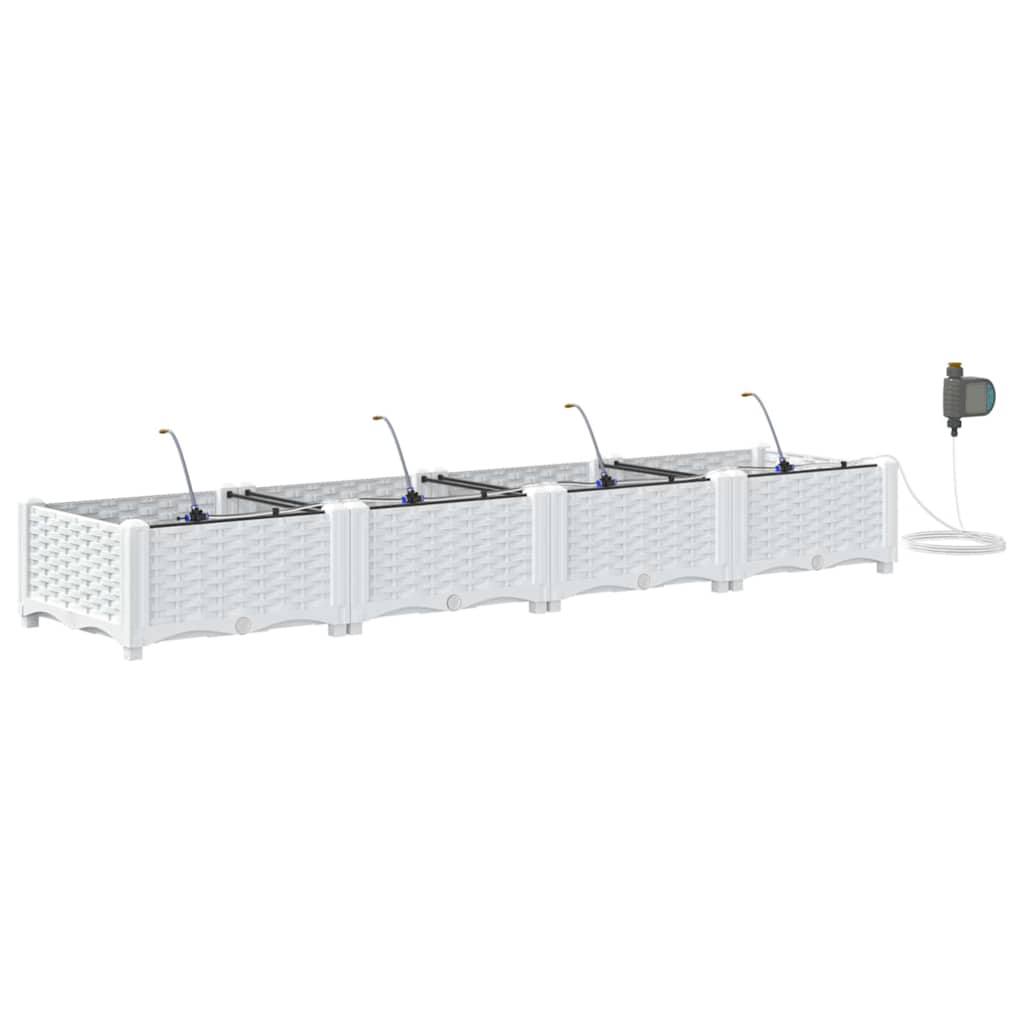 Garden Planter 4 pcs White 160 x 40 x 22 cm PP