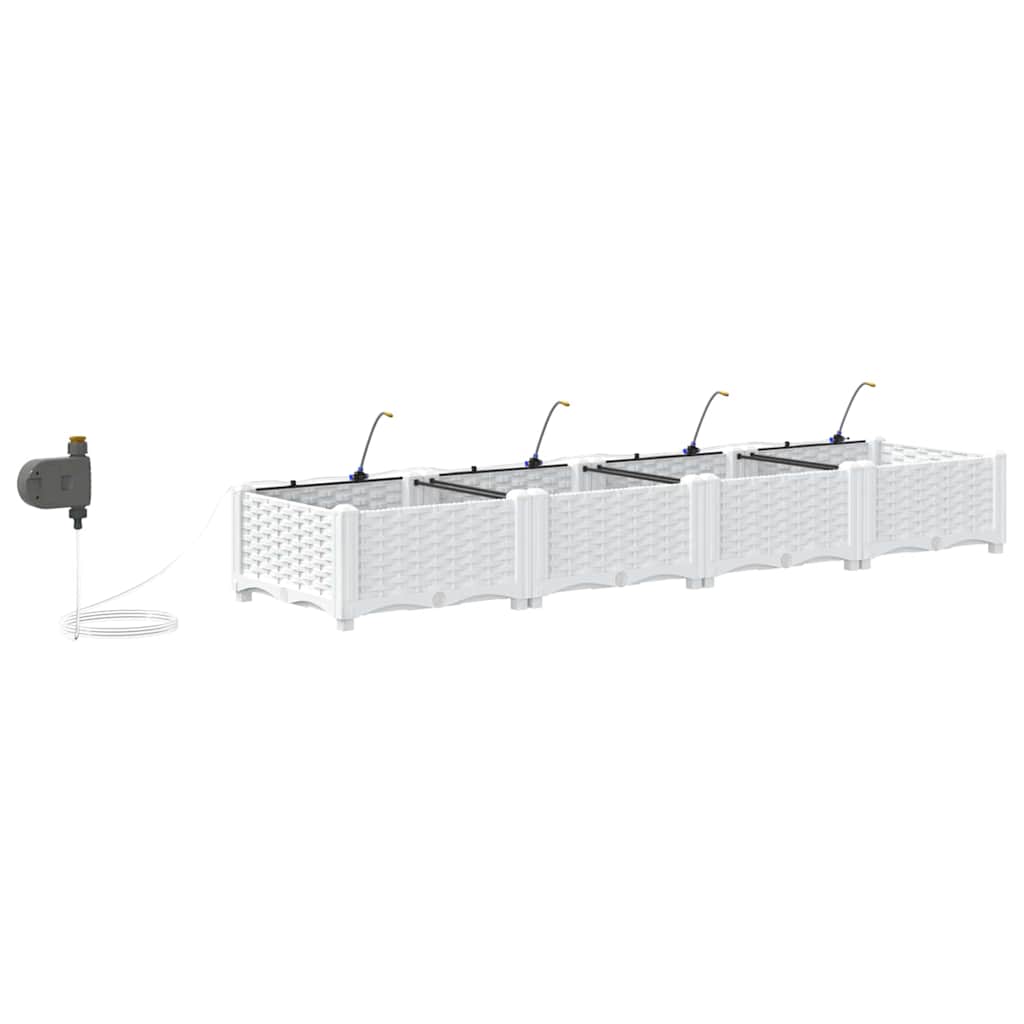 Garden Planter 4 pcs White 160 x 40 x 22 cm PP