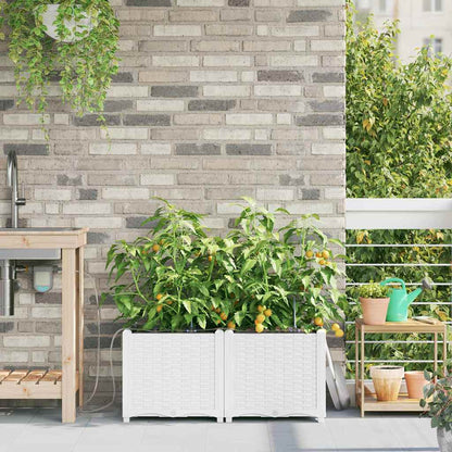 Garden Planter 2 pcs White 80 x 40 x 37.5 cm PP