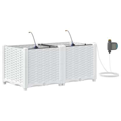 Garden Planter 2 pcs White 80 x 40 x 37.5 cm PP