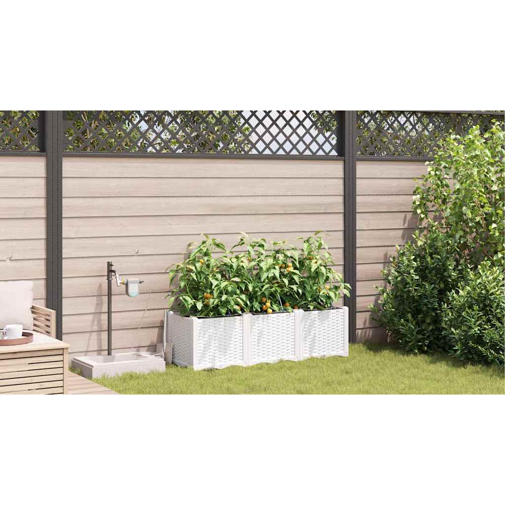 Garden Planter 3 pcs White 120 x 40 x 37.5 cm PP