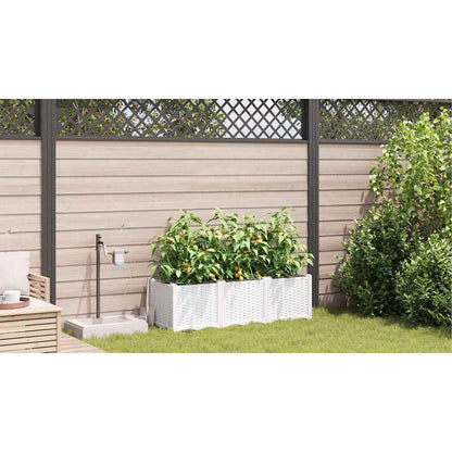 Garden Planter 3 pcs White 120 x 40 x 37.5 cm PP