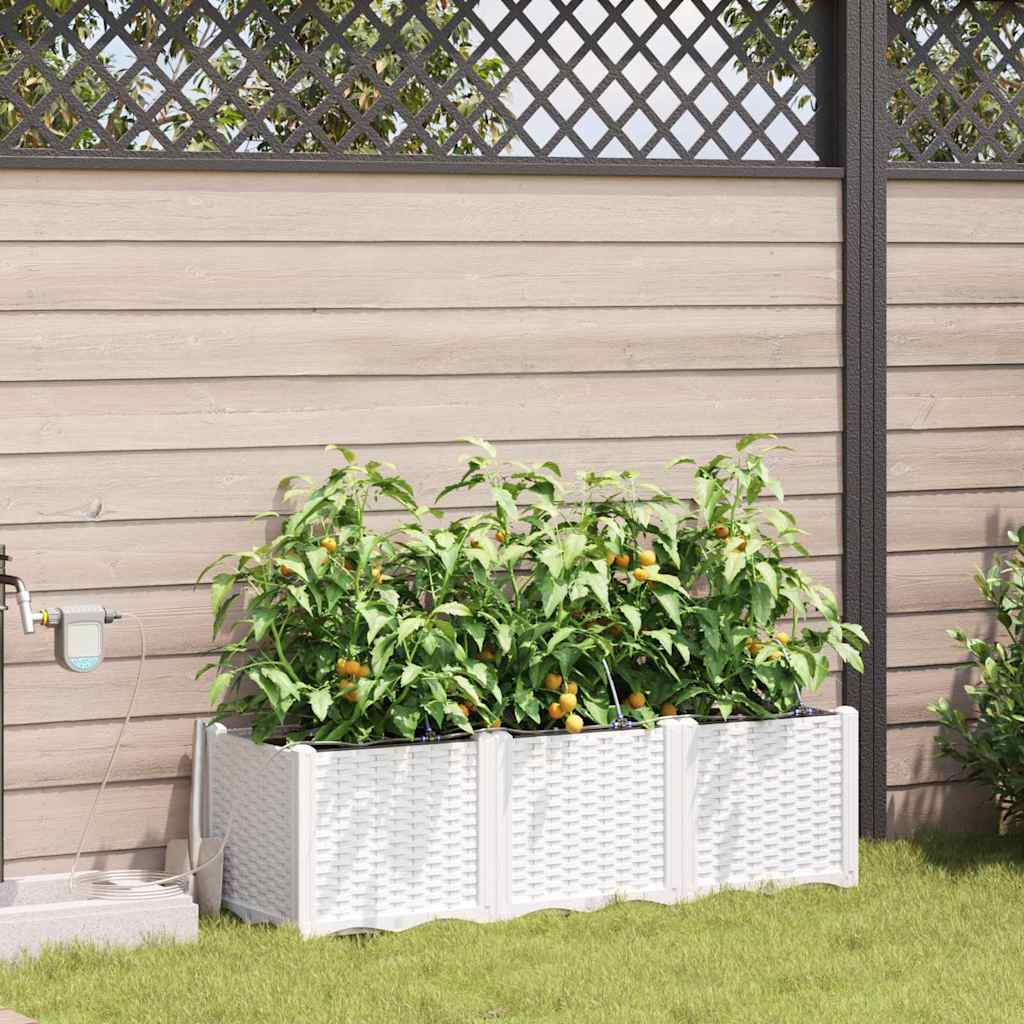 Garden Planter 3 pcs White 120 x 40 x 37.5 cm PP