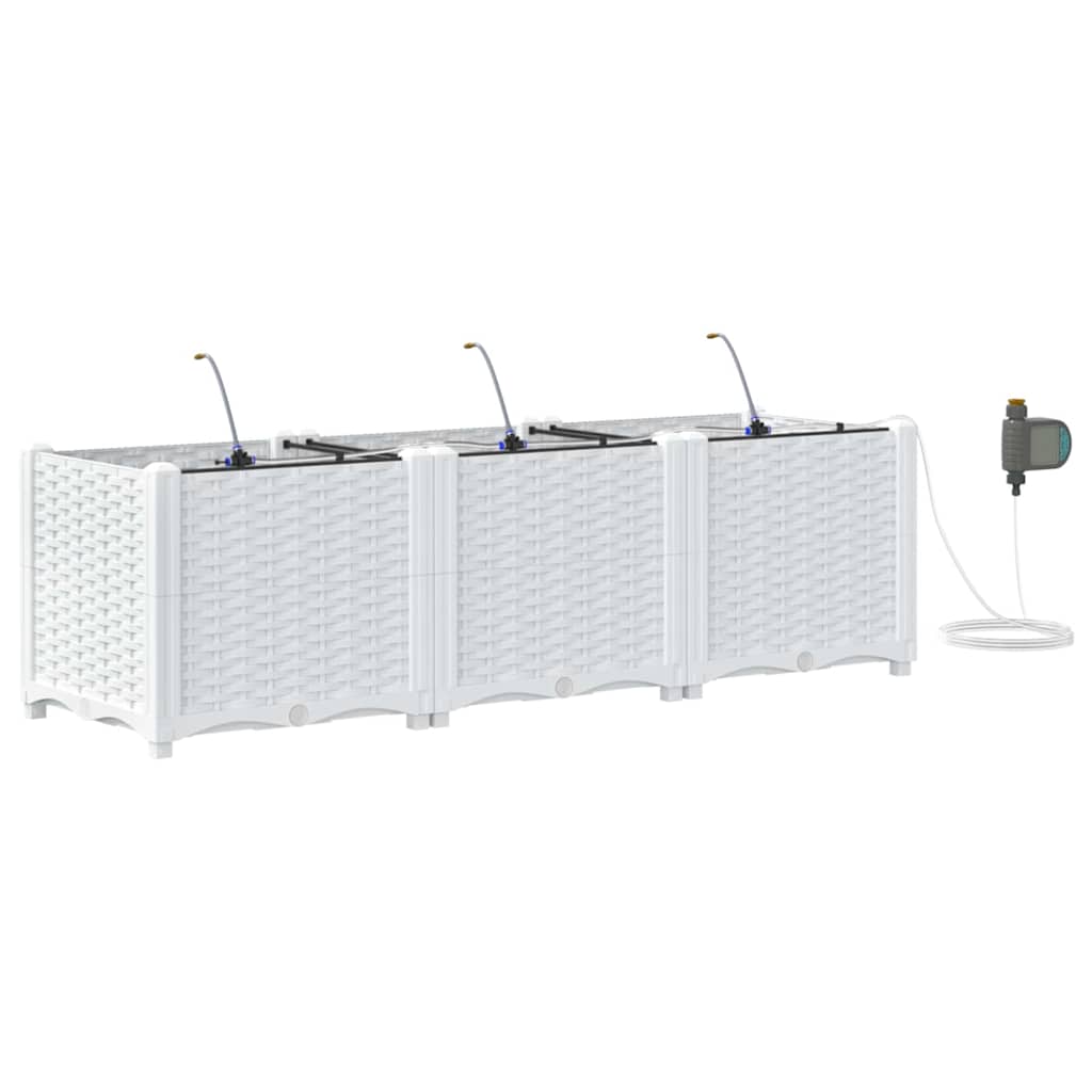Garden Planter 3 pcs White 120 x 40 x 37.5 cm PP