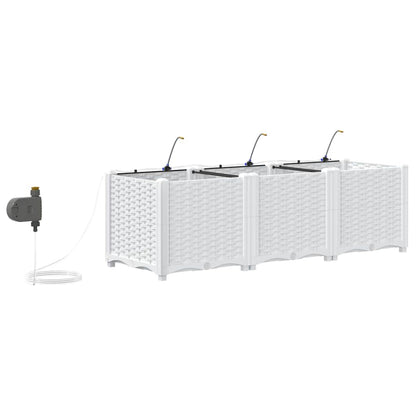 Garden Planter 3 pcs White 120 x 40 x 37.5 cm PP