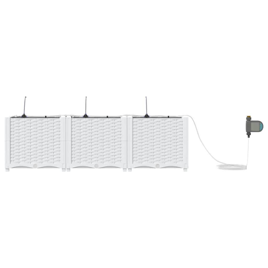 Garden Planter 3 pcs White 120 x 40 x 37.5 cm PP