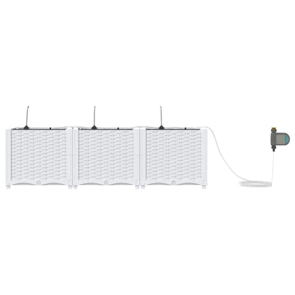 Garden Planter 3 pcs White 120 x 40 x 37.5 cm PP