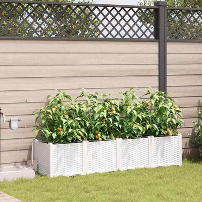 Garden Planter 4 pcs White 160 x 40 x 37.5 cm PP