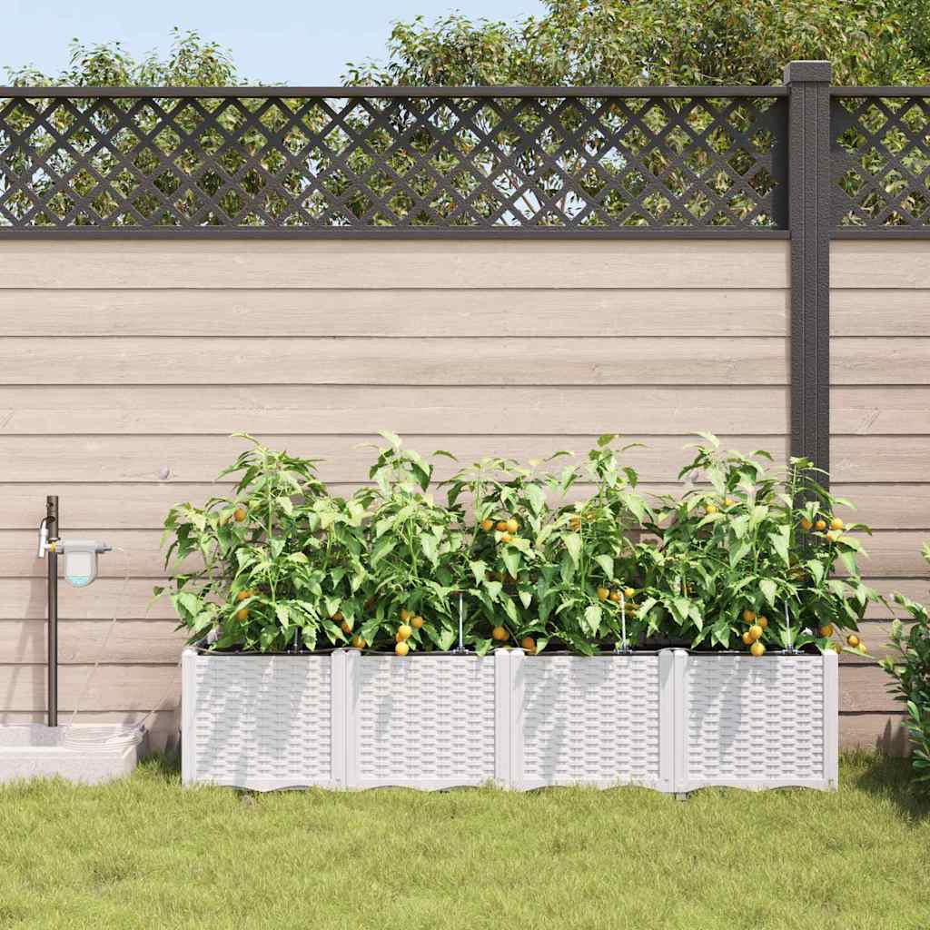 Garden Planter 4 pcs White 160 x 40 x 37.5 cm PP