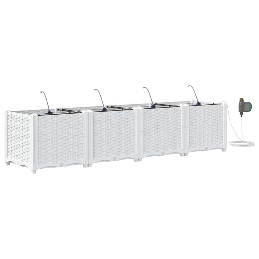 Garden Planter 4 pcs White 160 x 40 x 37.5 cm PP