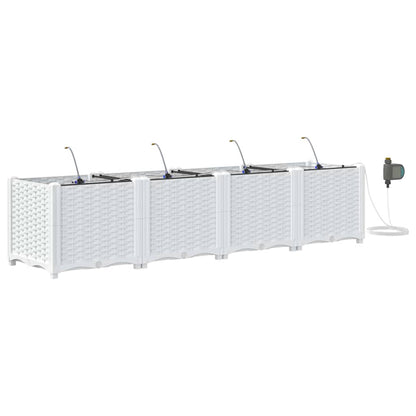 Garden Planter 4 pcs White 160 x 40 x 37.5 cm PP