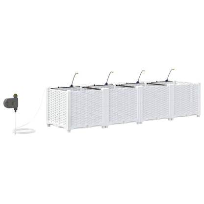 Garden Planter 4 pcs White 160 x 40 x 37.5 cm PP
