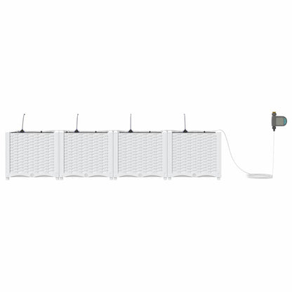 Garden Planter 4 pcs White 160 x 40 x 37.5 cm PP