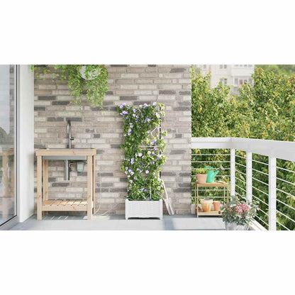 Garden Planter White 40 x 40 x 126 cm PP