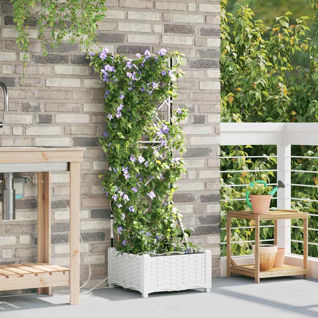 Garden Planter White 40 x 40 x 126 cm PP