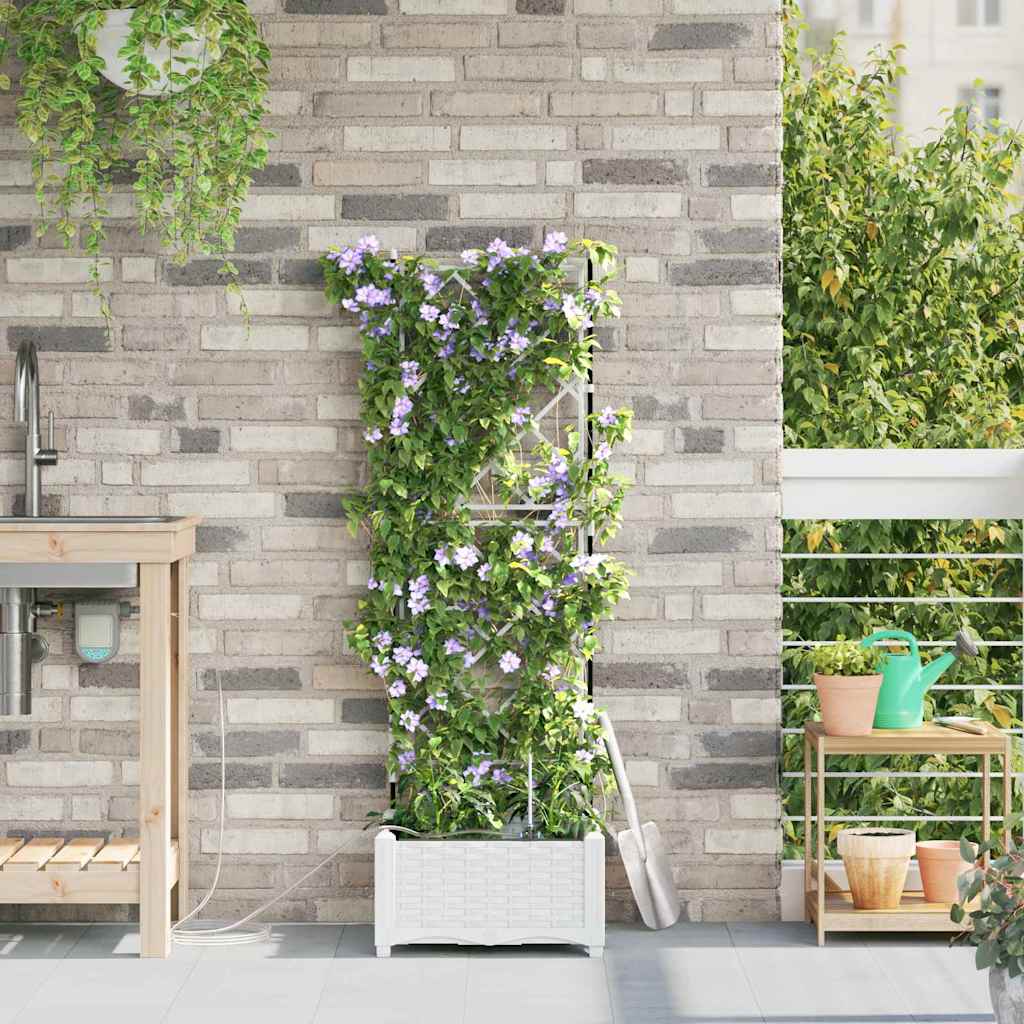 Garden Planter White 40 x 40 x 126 cm PP