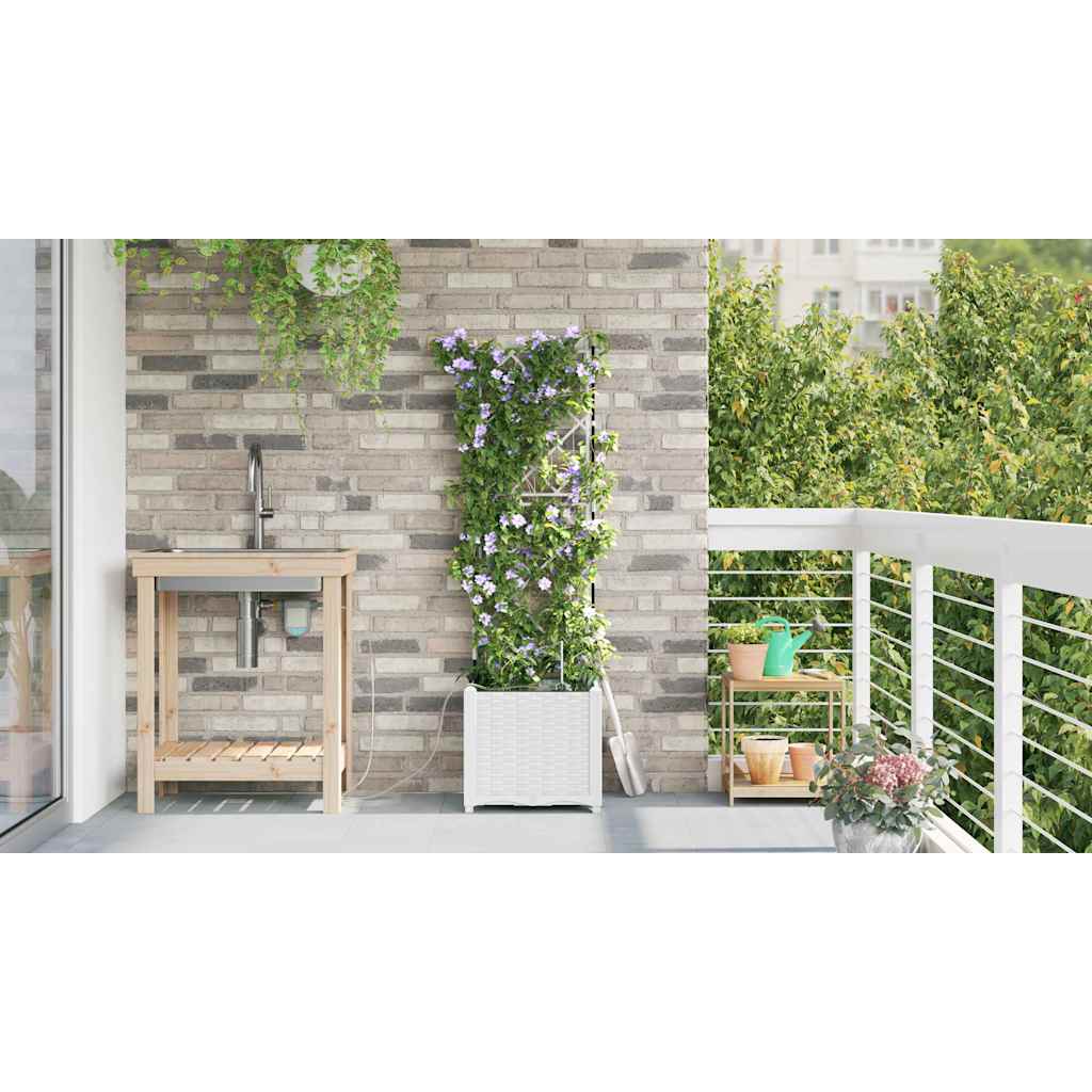 Garden Planter White 40 x 40 x 142 cm PP