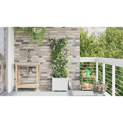 Garden Planter White 40 x 40 x 142 cm PP