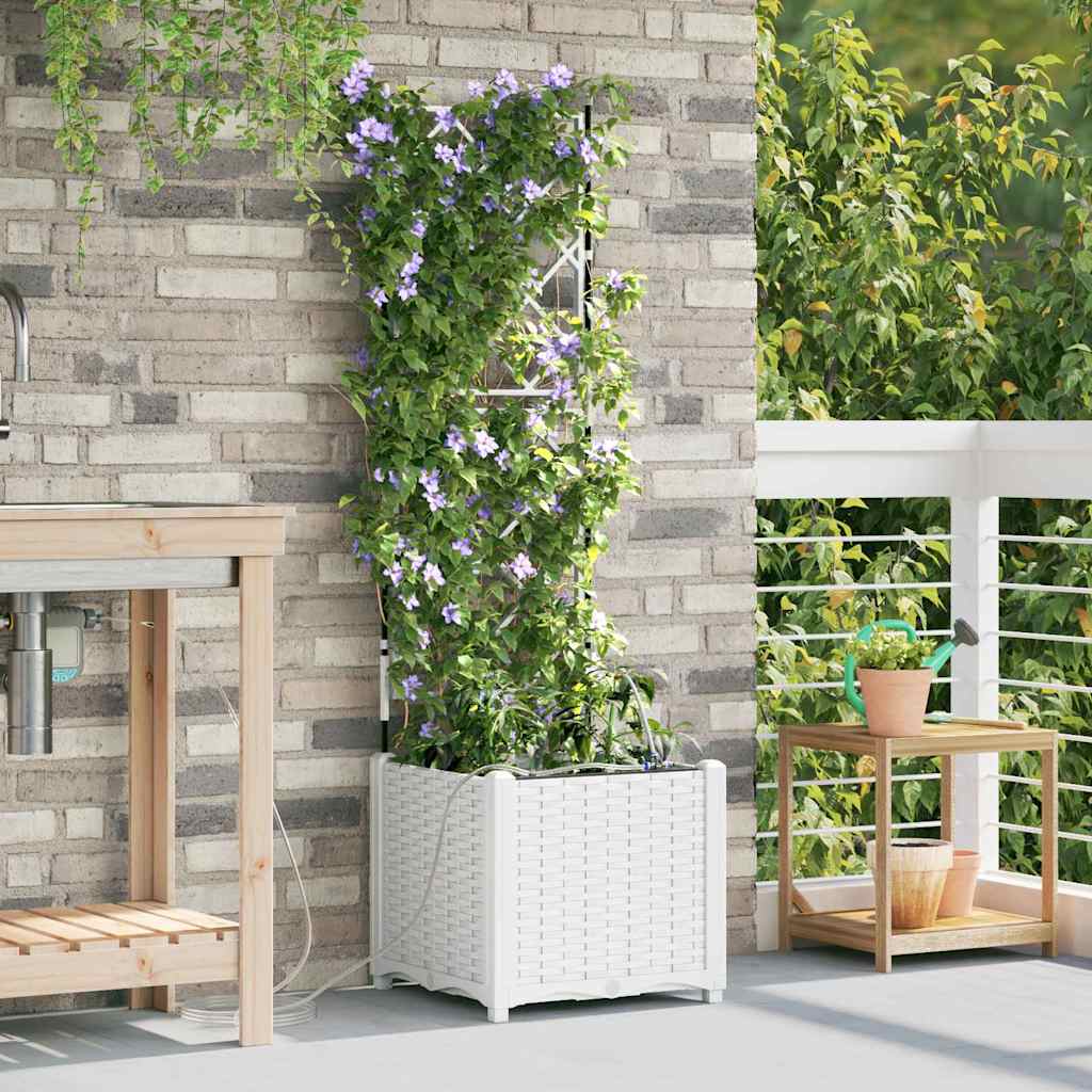 Garden Planter White 40 x 40 x 142 cm PP