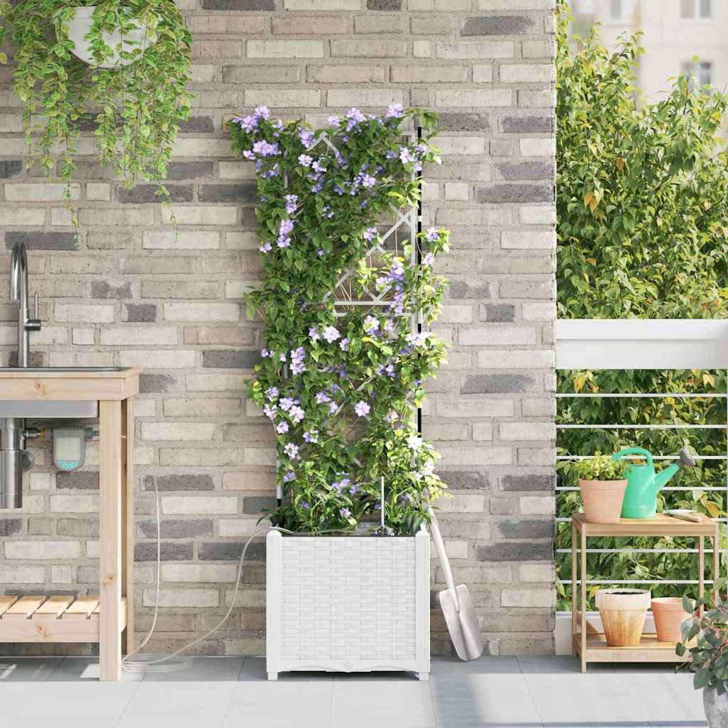 Garden Planter White 40 x 40 x 142 cm PP