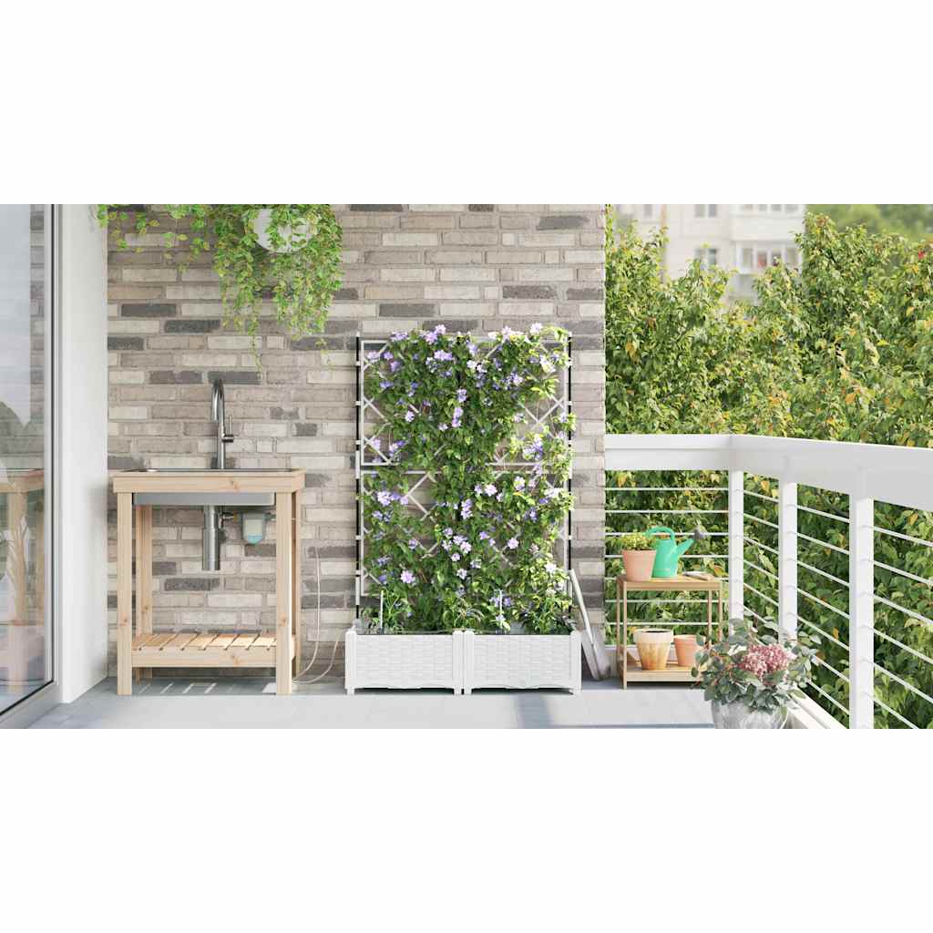 Garden Planter 2 pcs White 80 x 40 x 126 cm PP