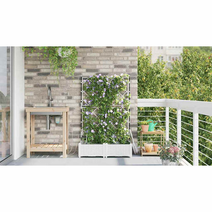 Garden Planter 2 pcs White 80 x 40 x 126 cm PP