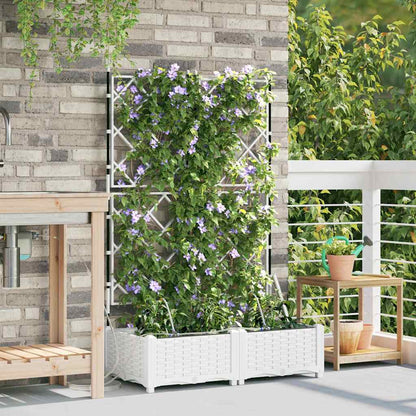 Garden Planter 2 pcs White 80 x 40 x 126 cm PP