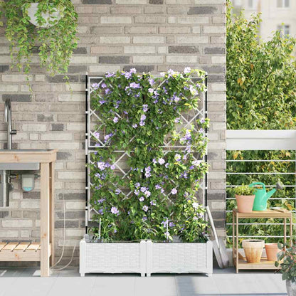 Garden Planter 2 pcs White 80 x 40 x 126 cm PP