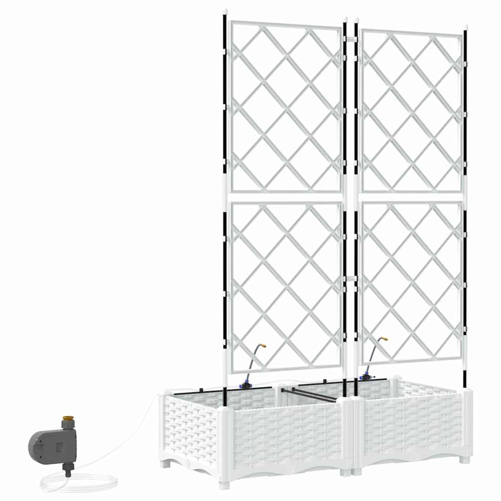 Garden Planter 2 pcs White 80 x 40 x 126 cm PP