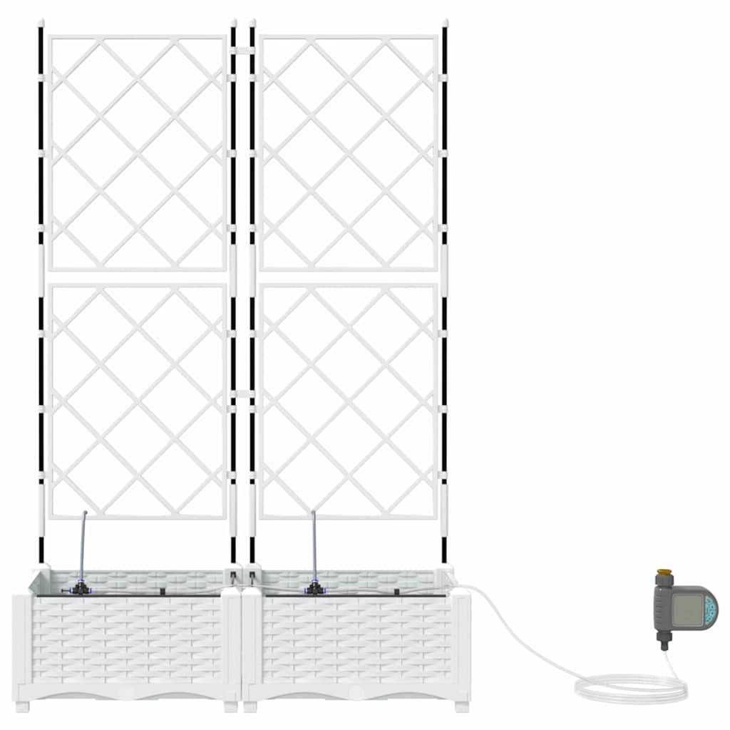 Garden Planter 2 pcs White 80 x 40 x 126 cm PP